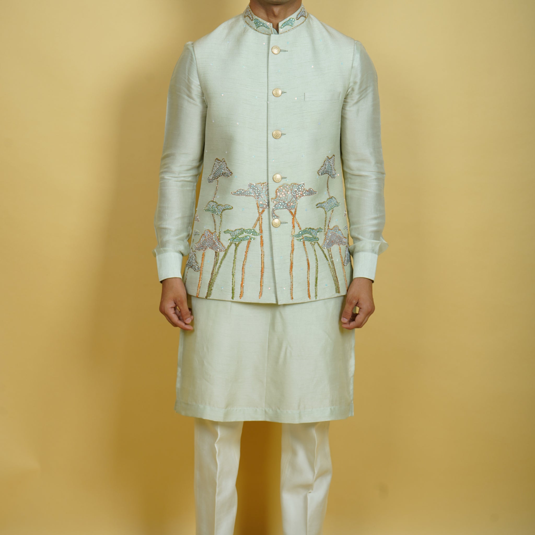 Pastel Green Bundi Jacket Set