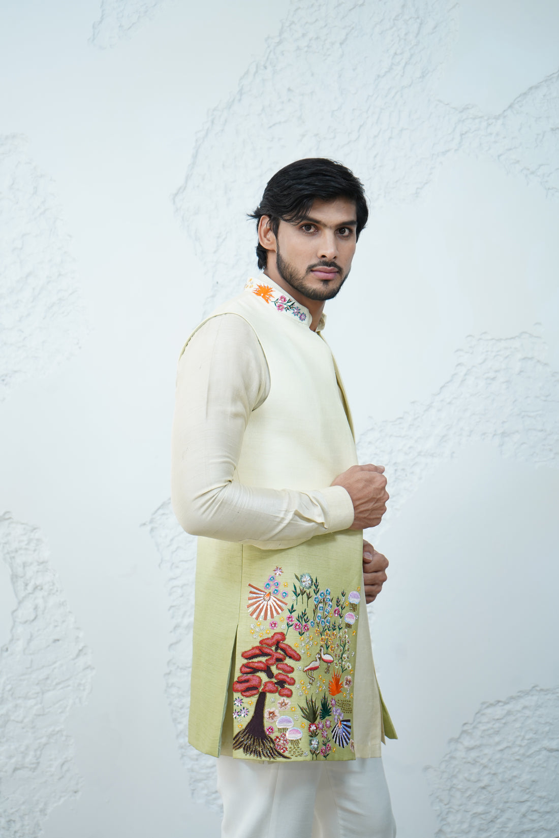 Floral Ombre Green Bundi Jacket Set