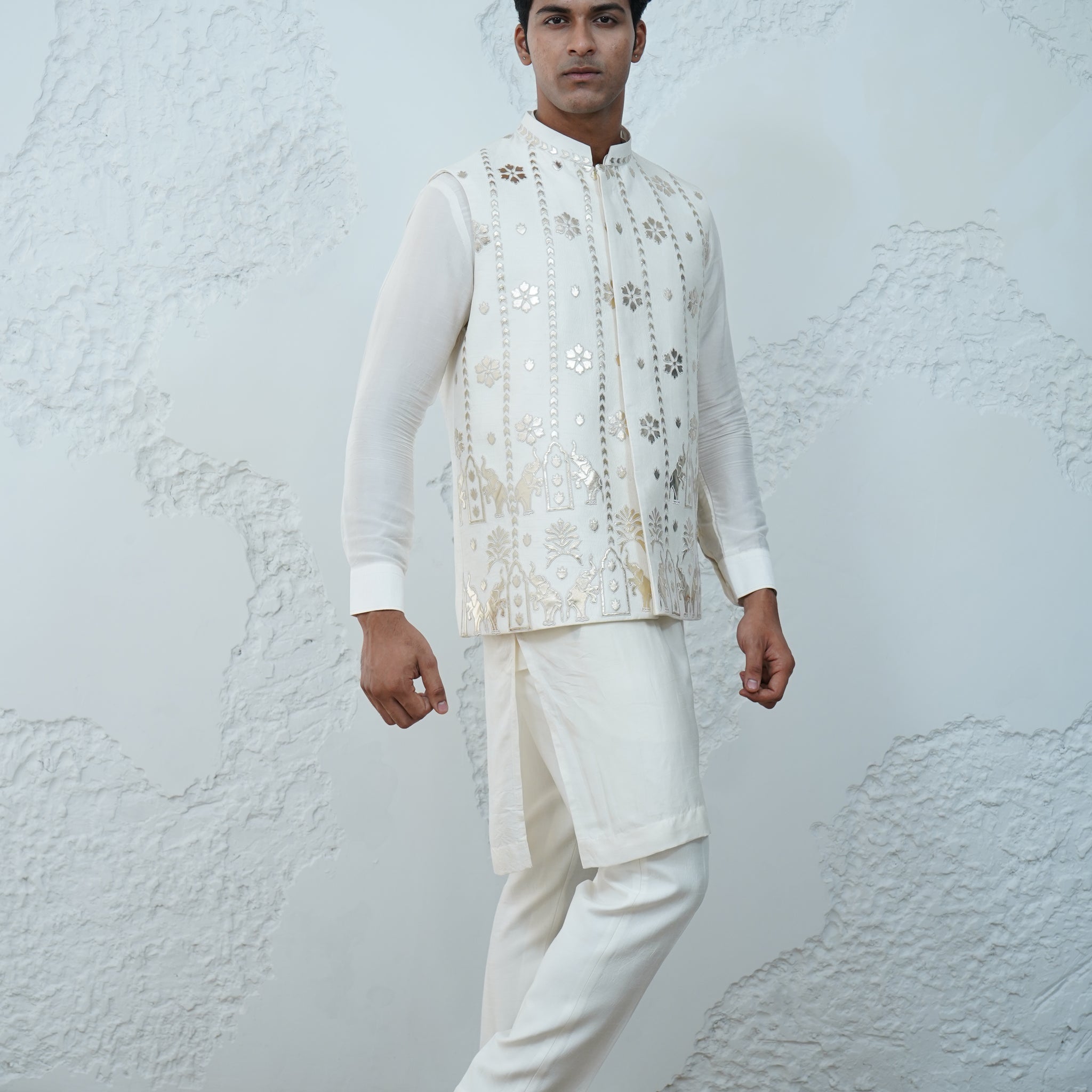 Ivory White Bundi Jacket Set