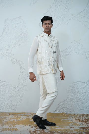 Ivory White Bundi Jacket Set