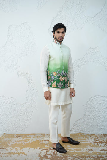 Floral ombre Green Bundi Jacket Set