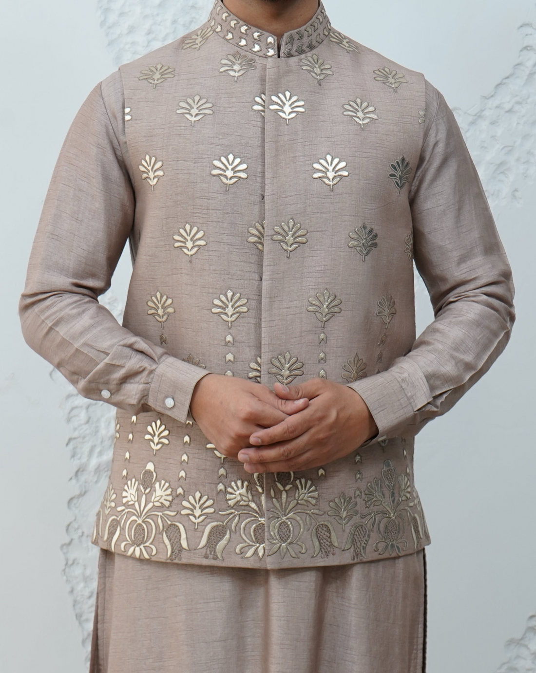Ivory Brown Bundi Jacket Set