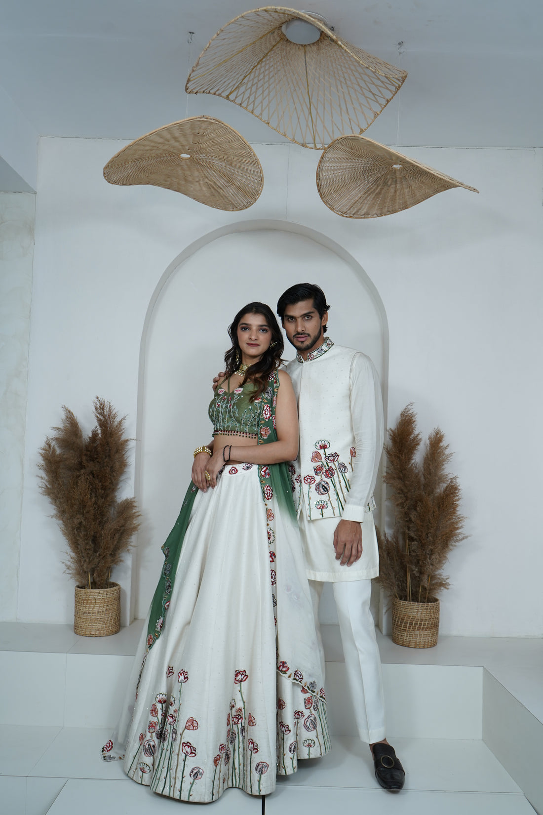 Zardozi Zari Clover Ombre Embroidered Lehenga and Nehru Jacket Set