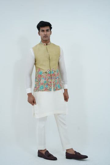 Floral Hazel yellow Bundi Jacket Set