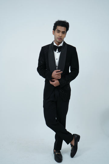 Zardozi Zari Japenese Black Tuxedo with Zardozi Work