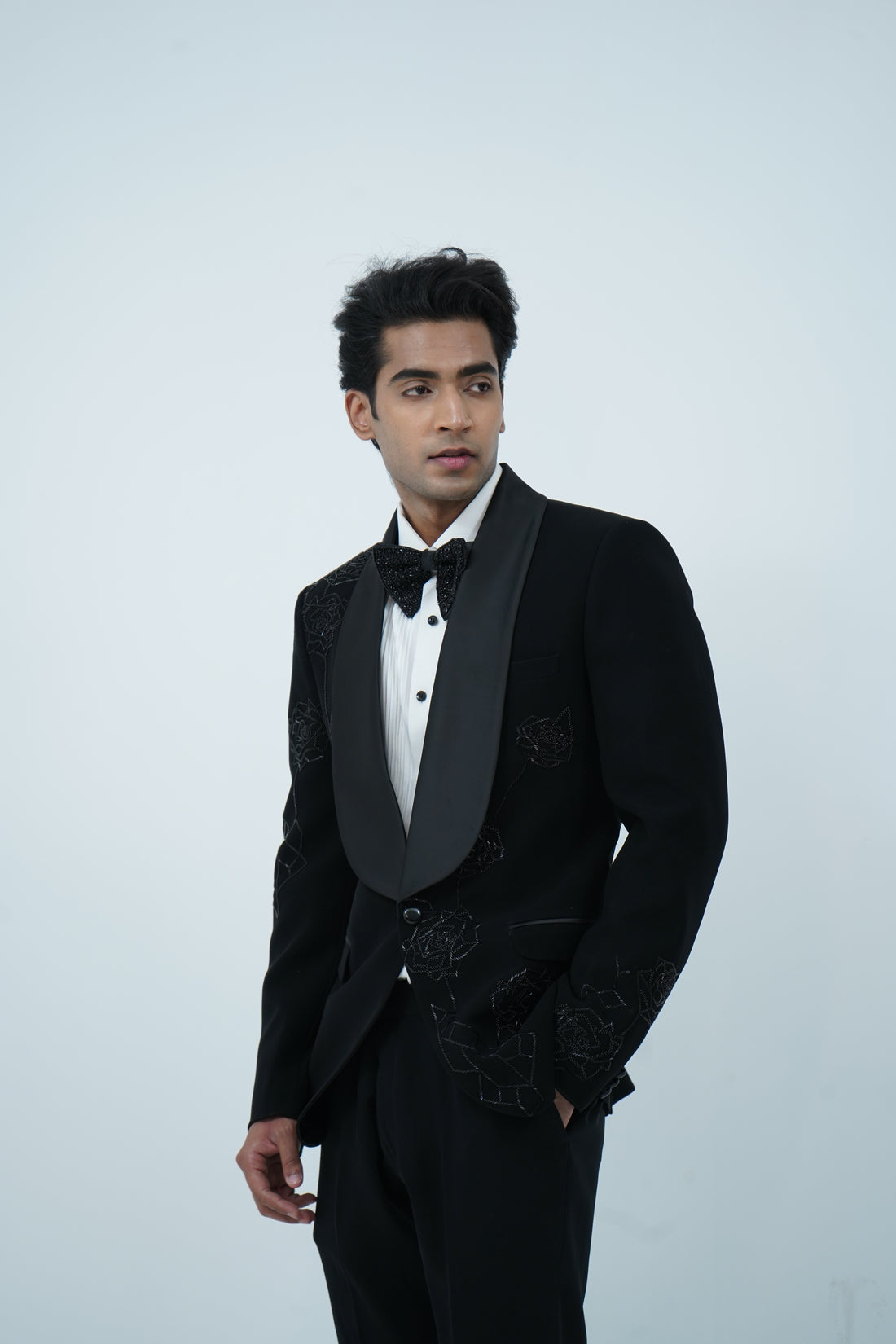 Zardozi Zari Japenese Black Tuxedo with Zardozi Work