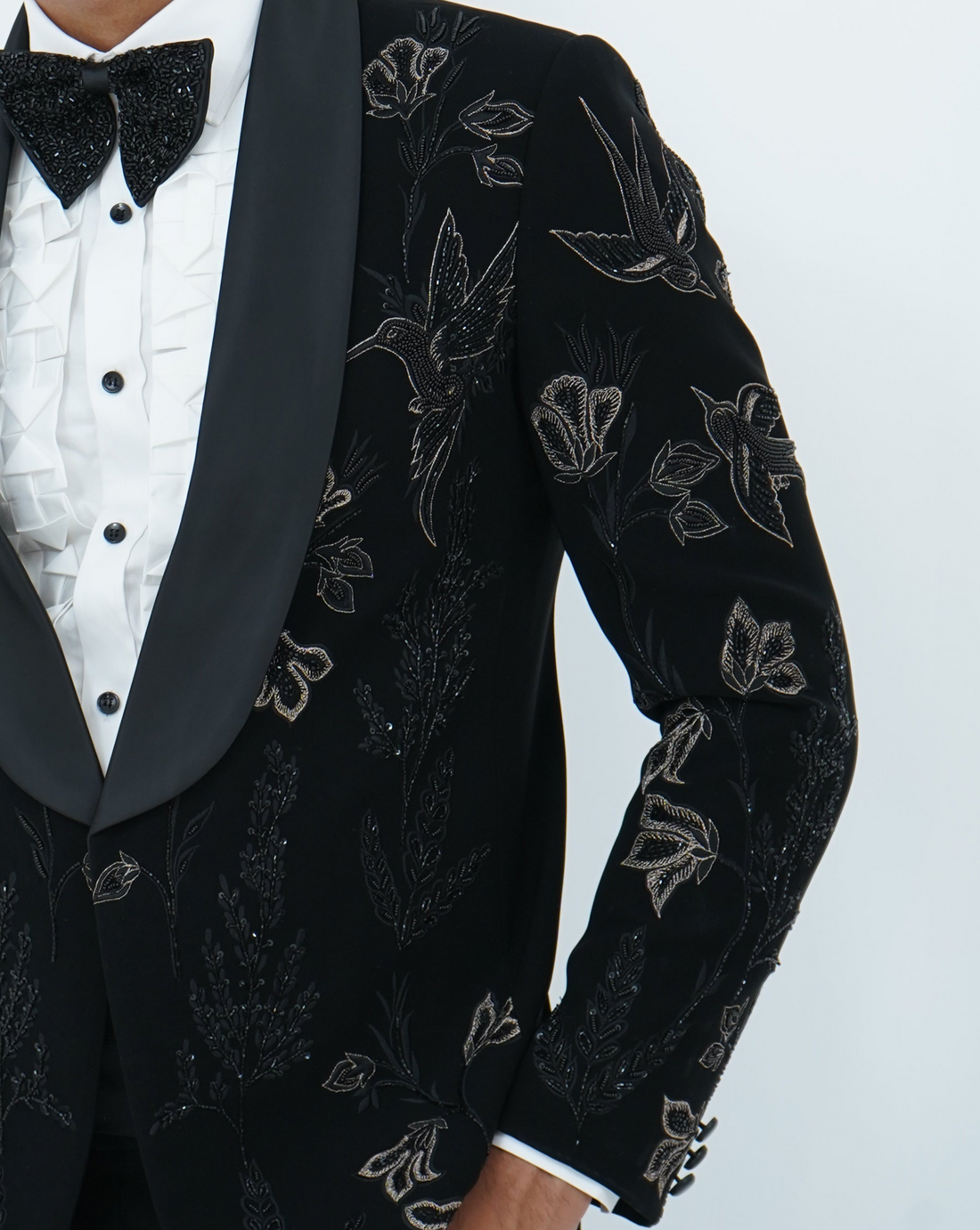 Zardozi Zari Japenese Black Tuxedo with Zardozi Work