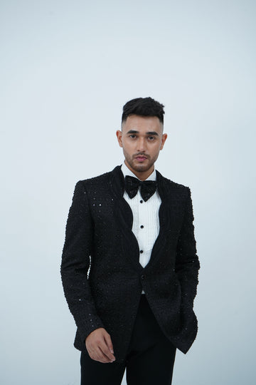 Zardozi Zari Japenese Black Tuxedo with Zardozi Work