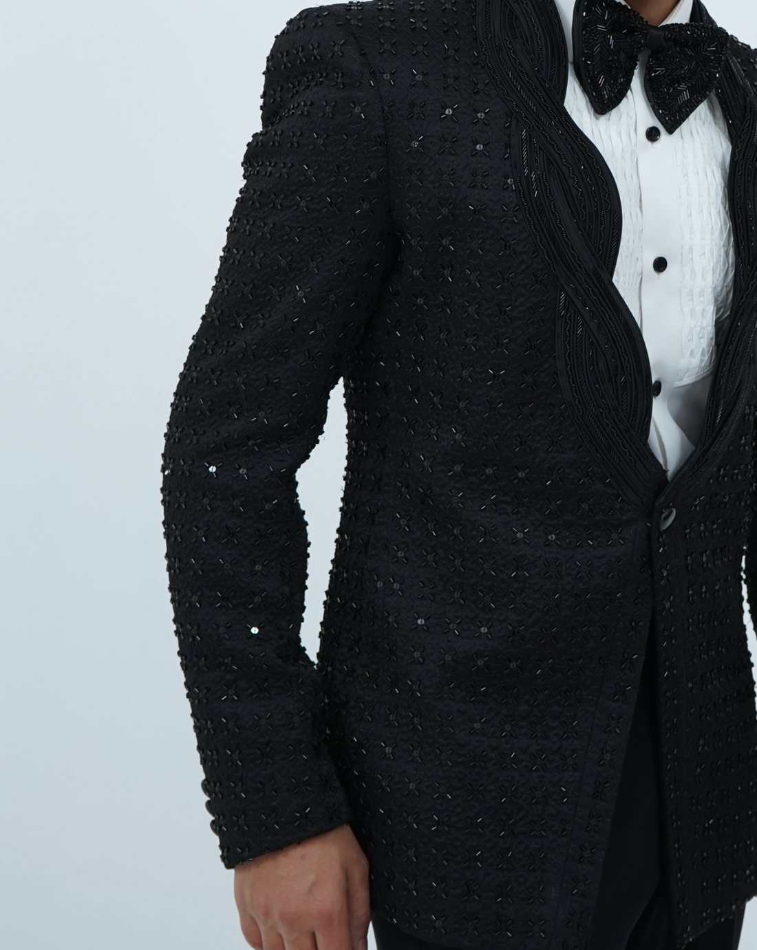 Zardozi Zari Japenese Black Tuxedo with Zardozi Work