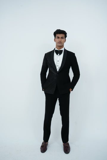 Zardozi Zari Japenese Black Tuxedo with Zardozi Work
