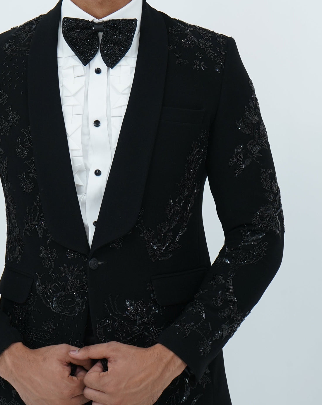 Zardozi Zari Japenese Black Tuxedo with Zardozi Work