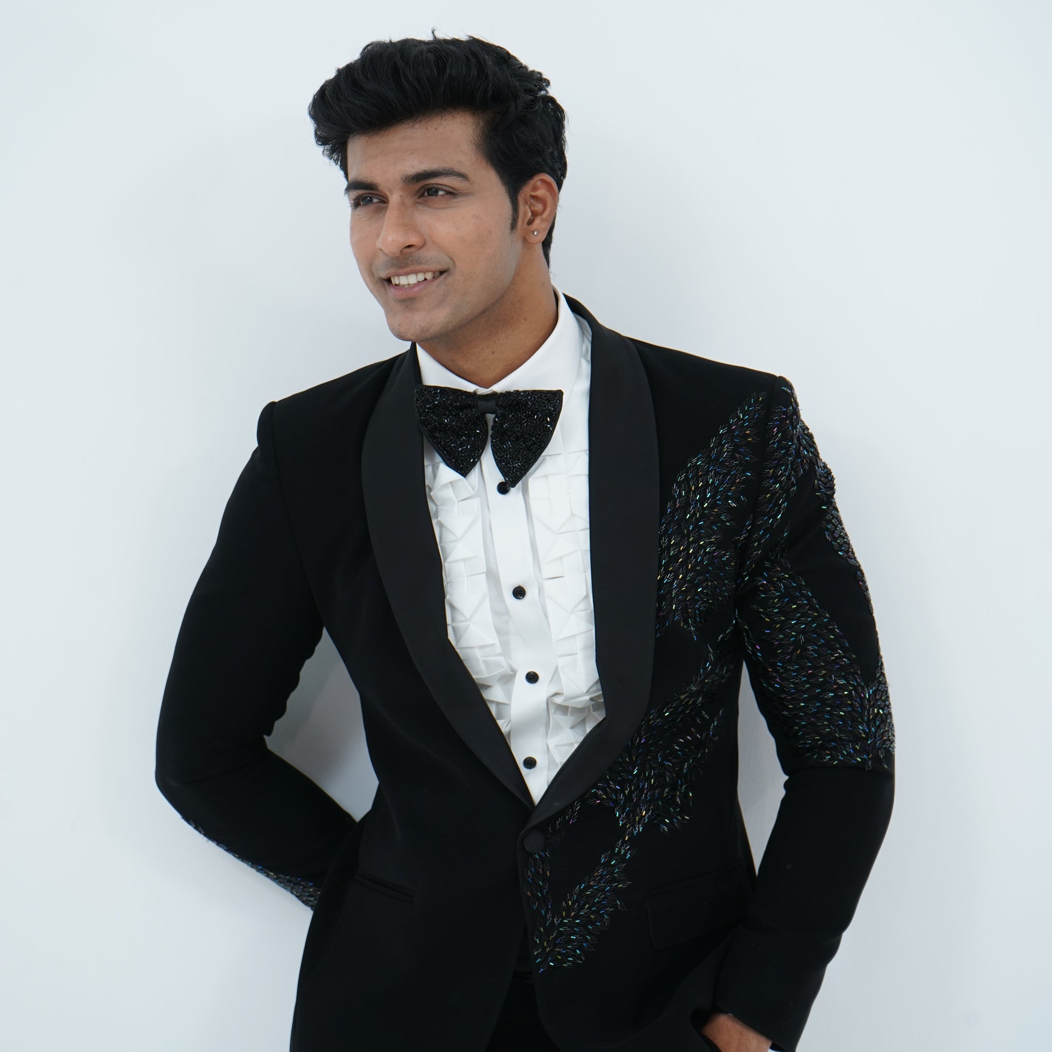 Zardozi Zari Japenese Black Tuxedo with Zardozi Work
