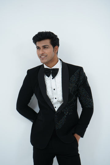 Zardozi Zari Japenese Black Tuxedo with Zardozi Work