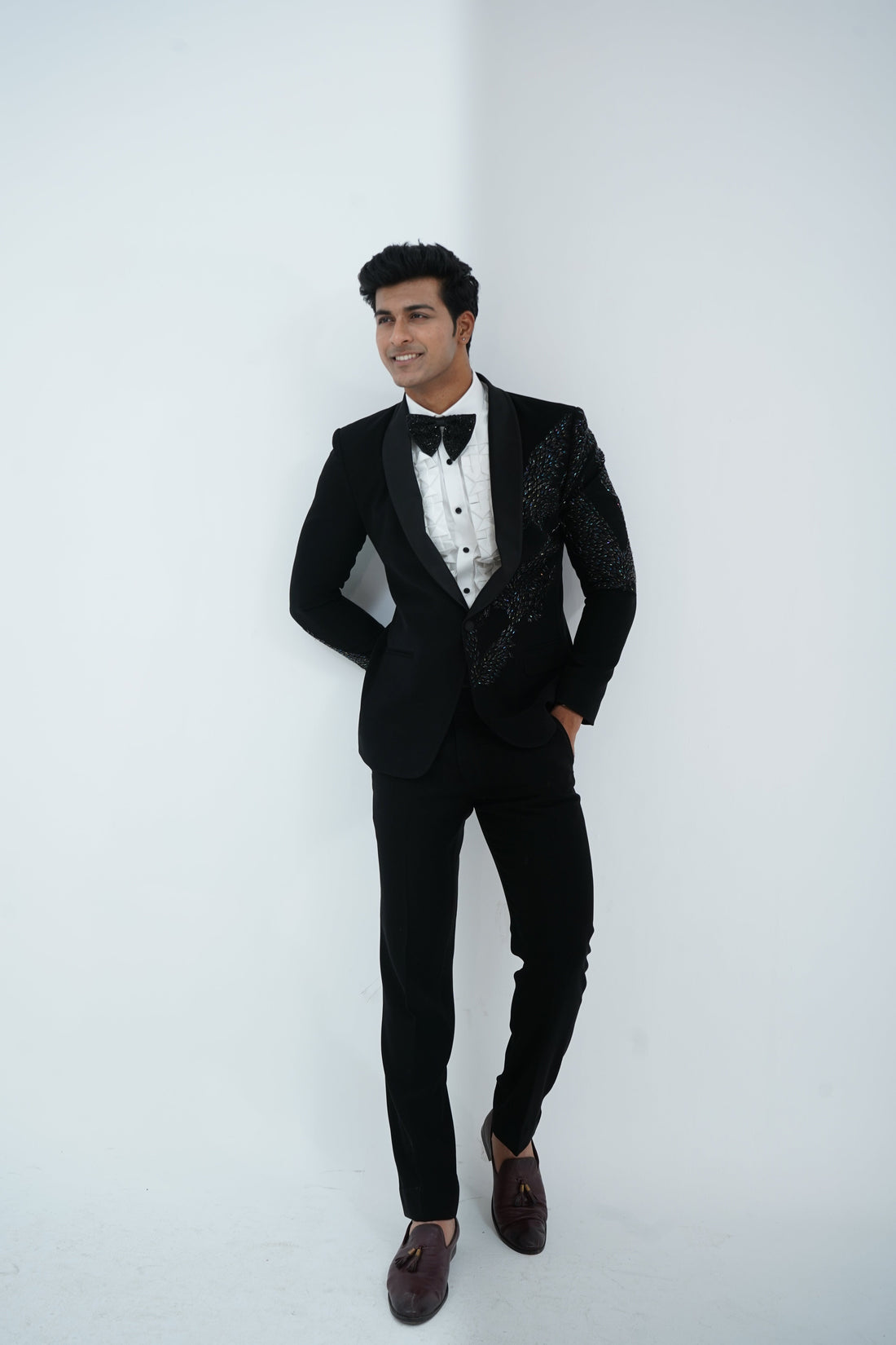 Zardozi Zari Japenese Black Tuxedo with Zardozi Work