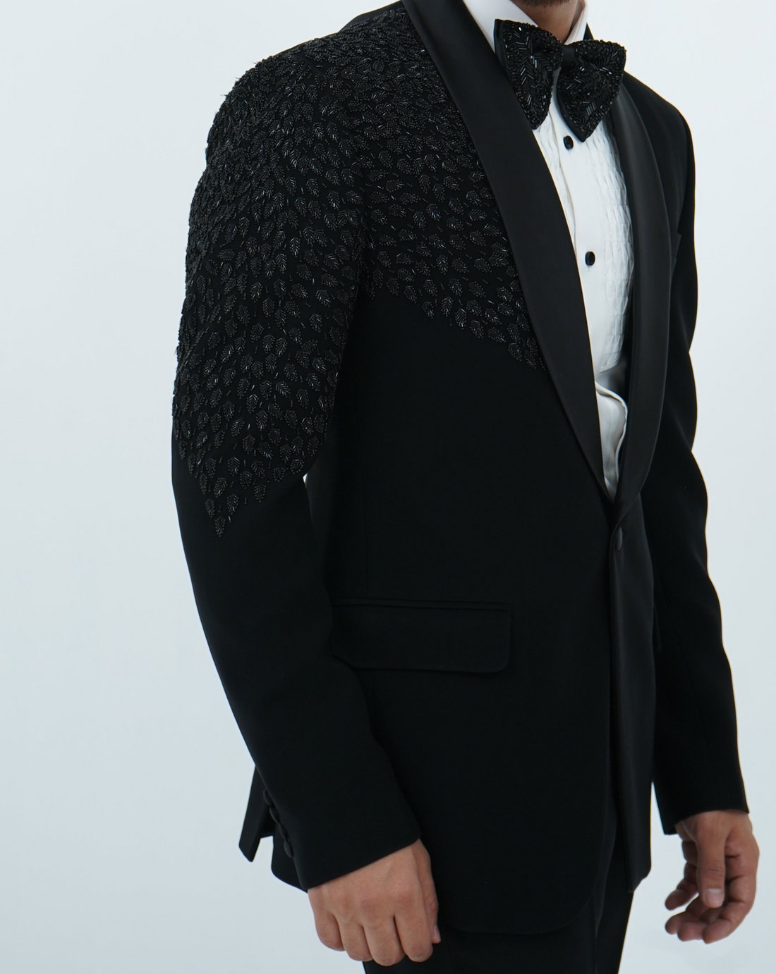 Zardozi Zari Japenese Black Tuxedo with Zardozi Work