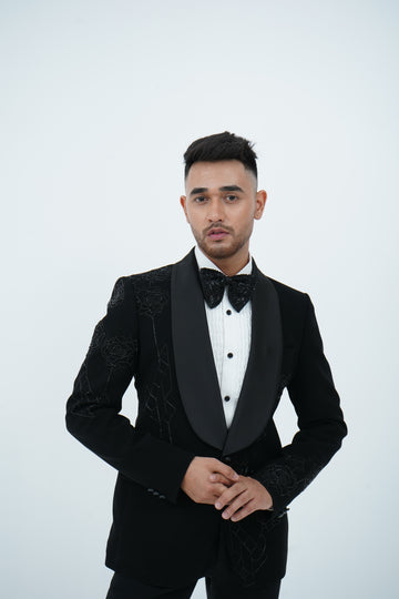Zardozi Zari Japenese Black Tuxedo with Zardozi Work