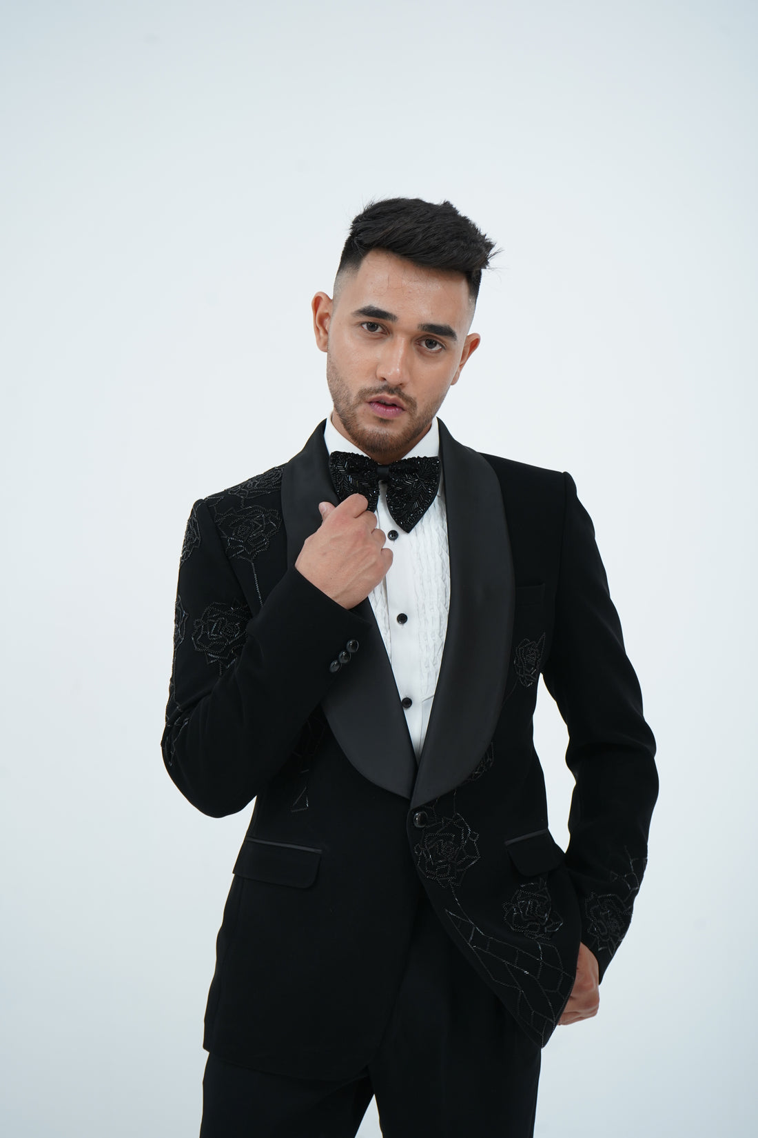 Zardozi Zari Japenese Black Tuxedo with Zardozi Work