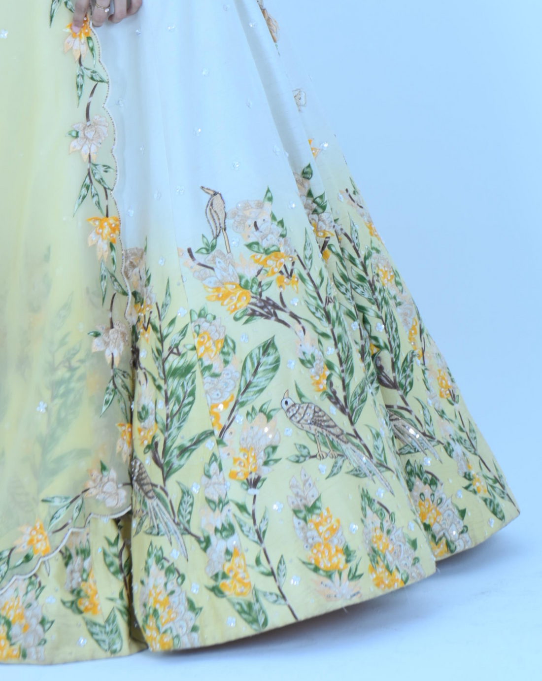 Zardozi Zari Raw Silk Lemon Ombre Lehenga with Organza Dupatta