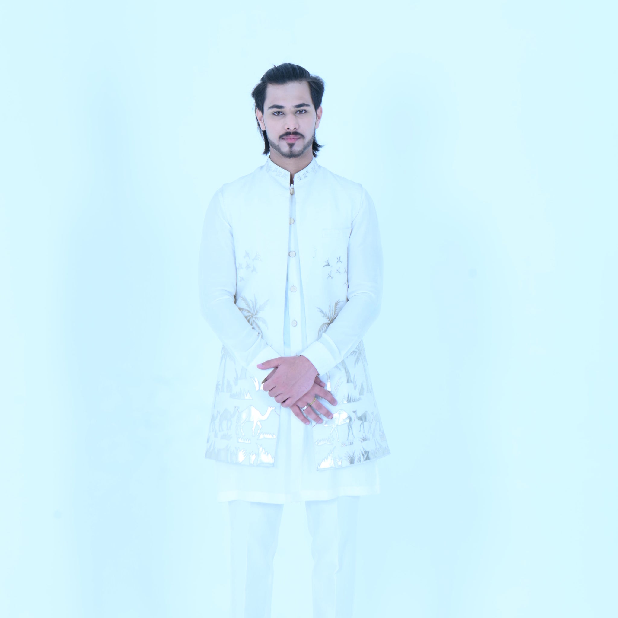 Floral Ivory White Bundi Jacket Set