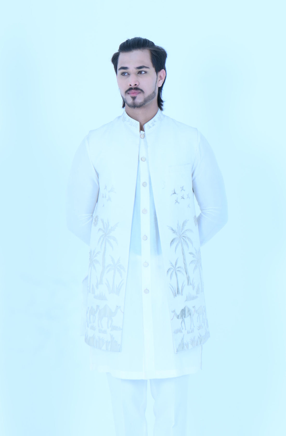 Floral Ivory White Bundi Jacket Set