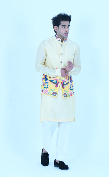 Floral Ombre Yellow Bundi Jacket Set