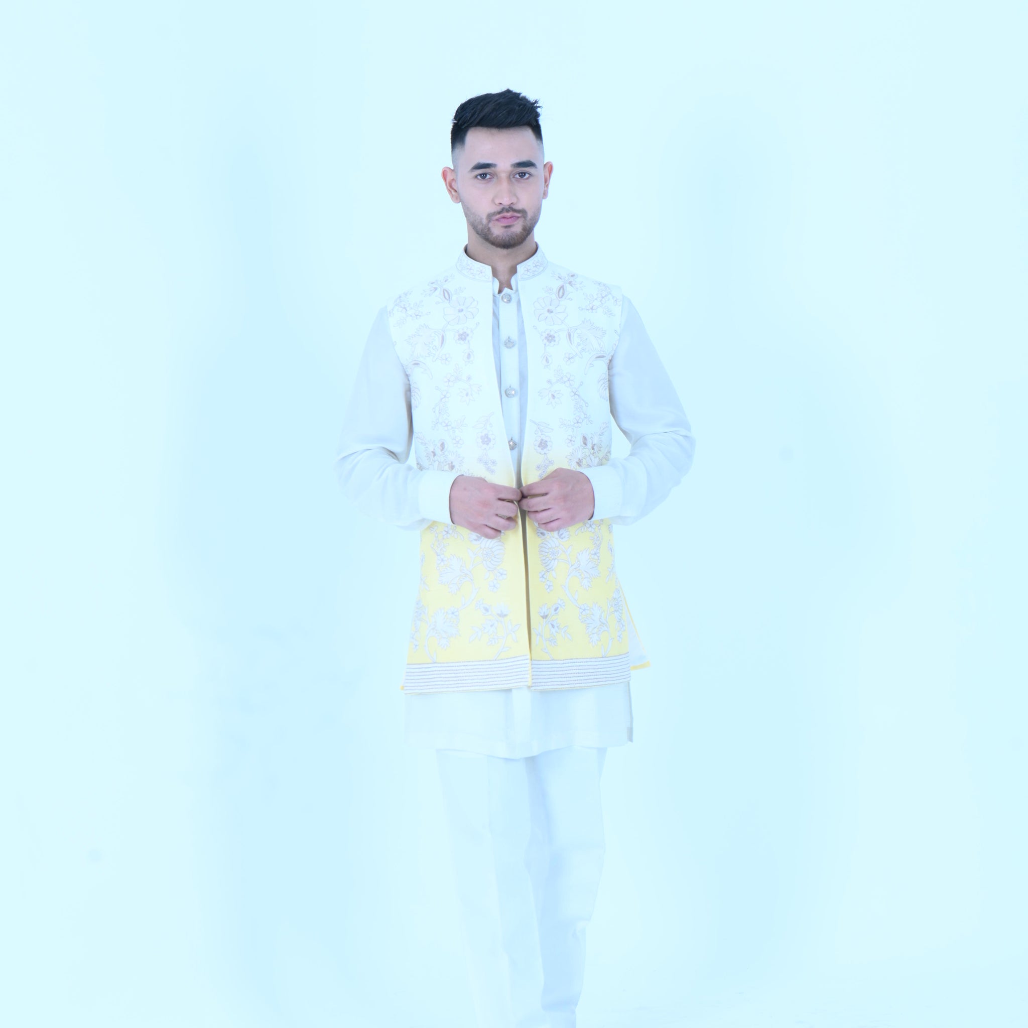 Floral Ombre yellow Bundi Jacket Set