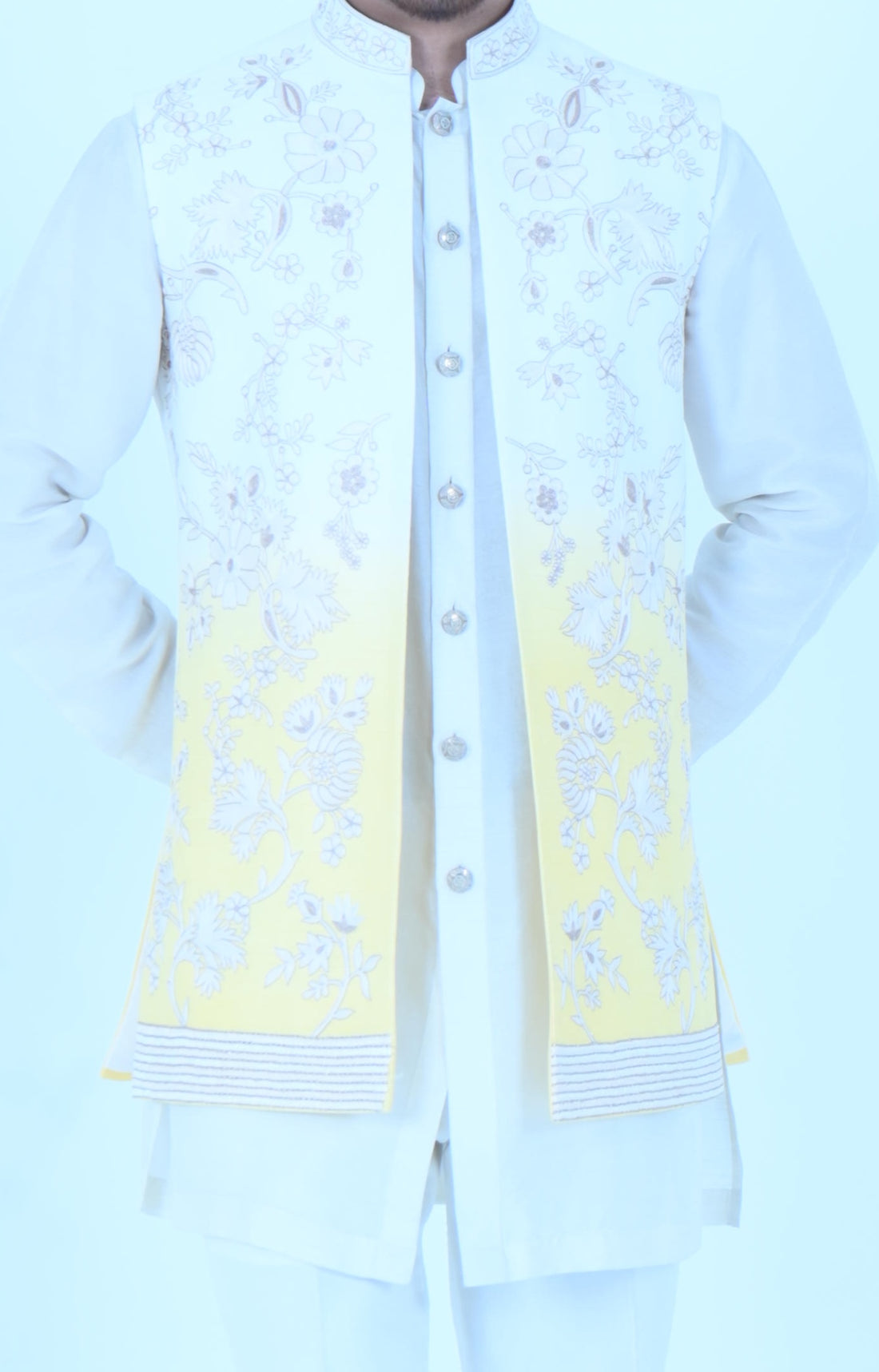 Floral Ombre yellow Bundi Jacket Set